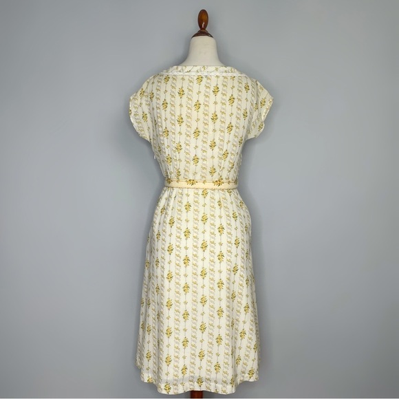 Betsey Johnson Vintage Dress Yellow Floral Prairie Black Label Size 4 - Picture 4 of 15